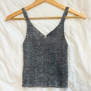Forever 21 Gray Knit V-Neck Tank Top Women’s Size Small Cotton Blend